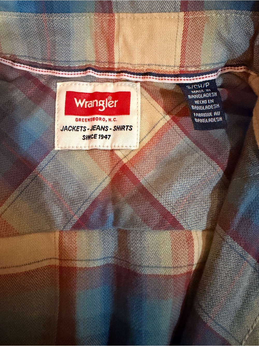 Wrangler Plaid Shirt in Blue, Red & Cream NWT size S